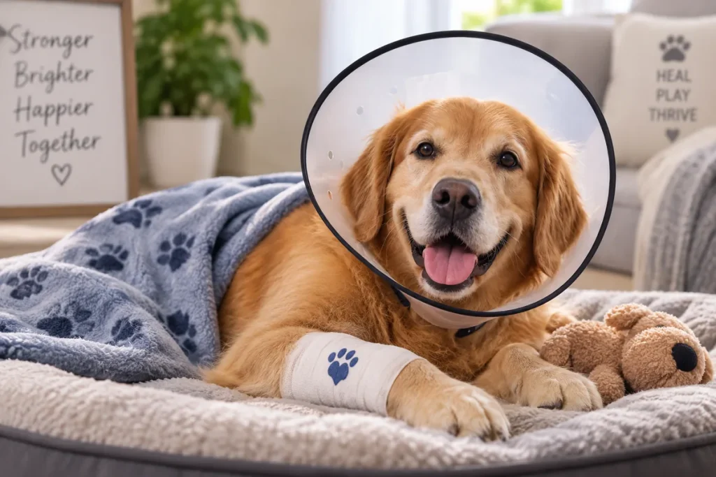 Dog recovering after surgery